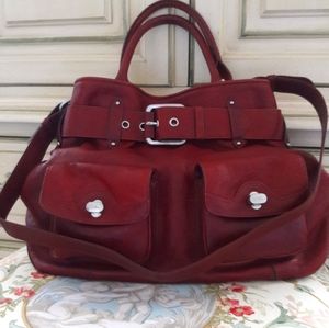 VTG "COLE HAAN" BURGUNDY, LARGE BUCKET BAG